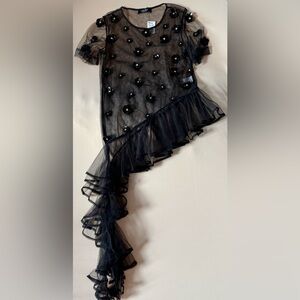 AKIRA Black Asymmetrical Floral Skirt